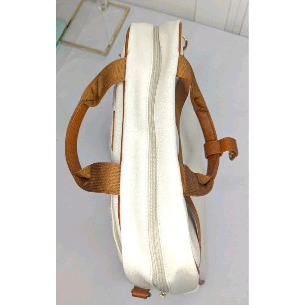 Basida Laptop Work Bag - White/Brown